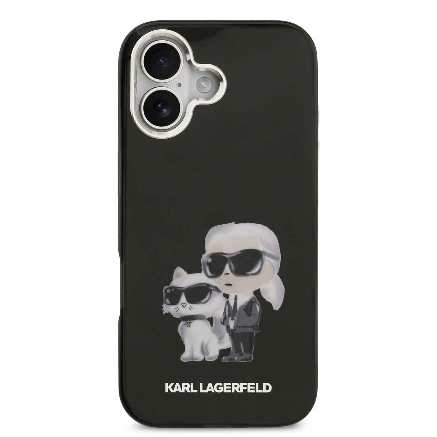 Karl Lagerfeld IML Aquarelle Karl and Choupette Zadní Kryt pro iPhone 17 Black