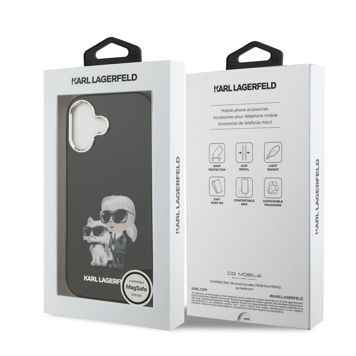 Karl Lagerfeld IML Aquarelle Karl and Choupette Zadní Kryt pro iPhone 17 Black