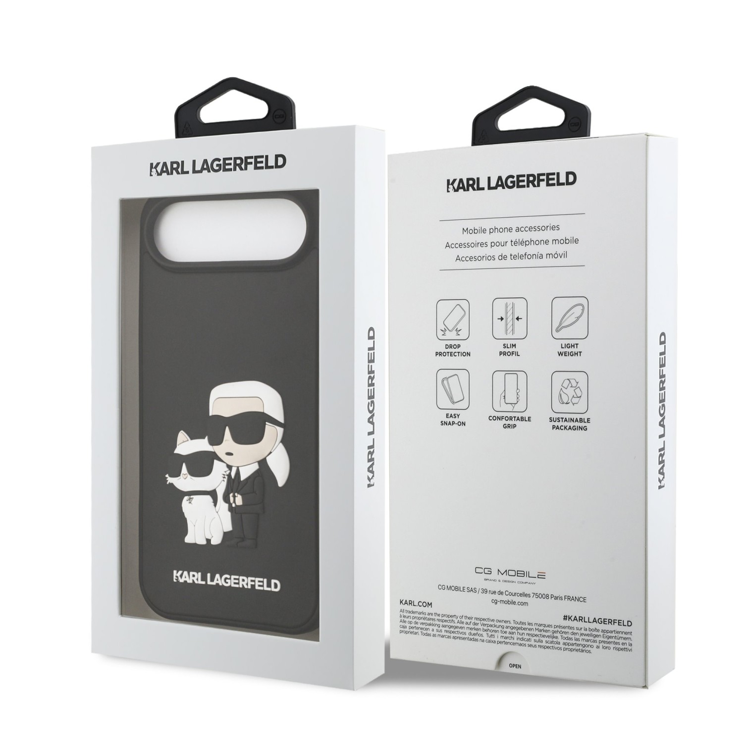 Karl Lagerfeld 3D Rubber Karl and Choupette Zadní Kryt pro iPhone Air Black