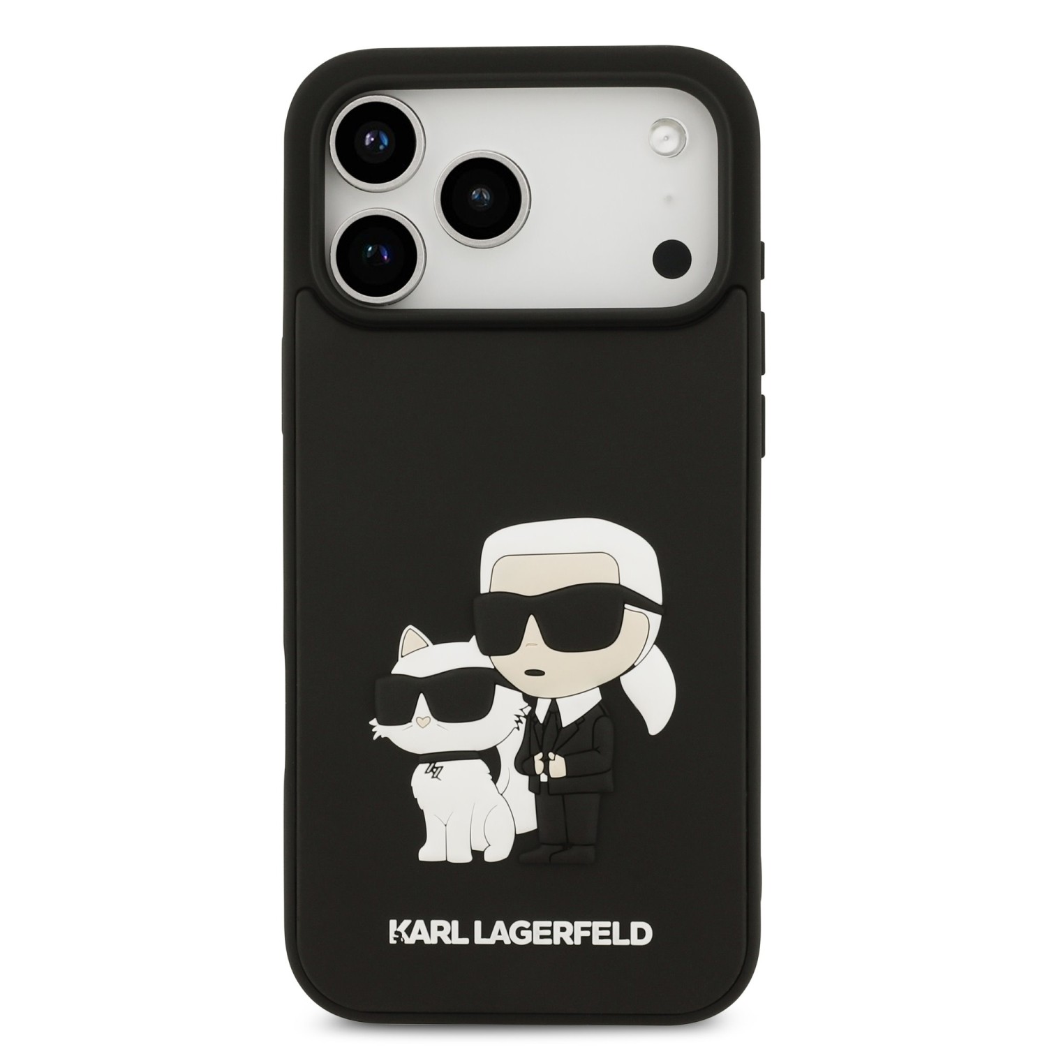 Karl Lagerfeld 3D Rubber Karl and Choupette Zadní Kryt pro iPhone 17 Pro Max Black