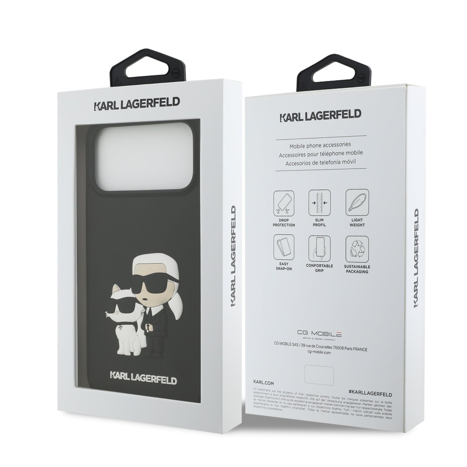 Karl Lagerfeld 3D Rubber Karl and Choupette Zadní Kryt pro iPhone 17 Pro Max Black