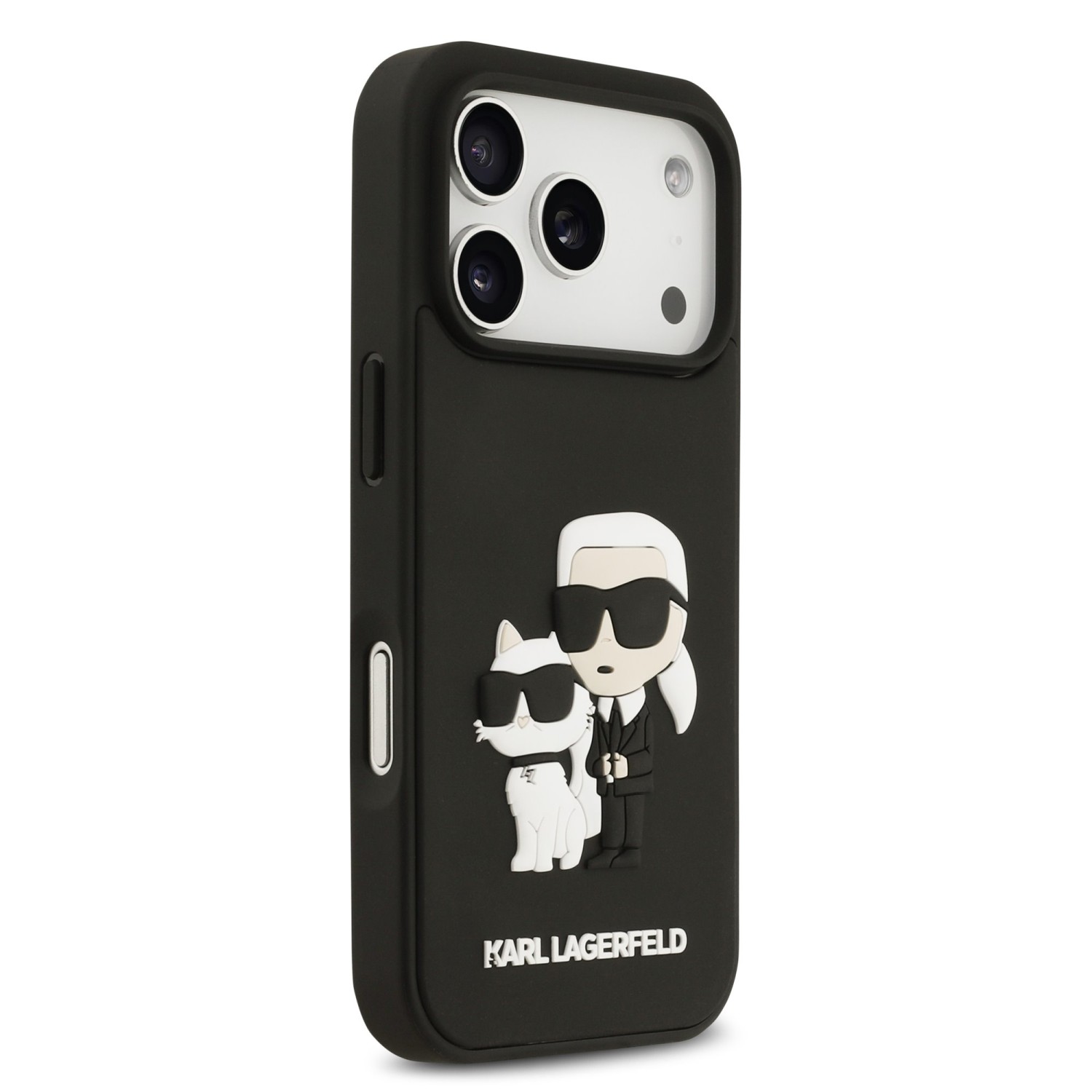 Karl Lagerfeld 3D Rubber Karl and Choupette Zadní Kryt pro iPhone 17 Pro Black