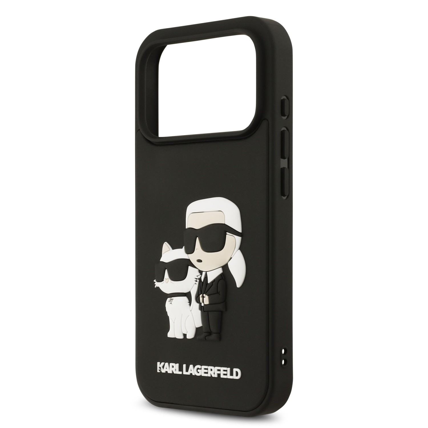 Karl Lagerfeld 3D Rubber Karl and Choupette Zadní Kryt pro iPhone 17 Pro Black