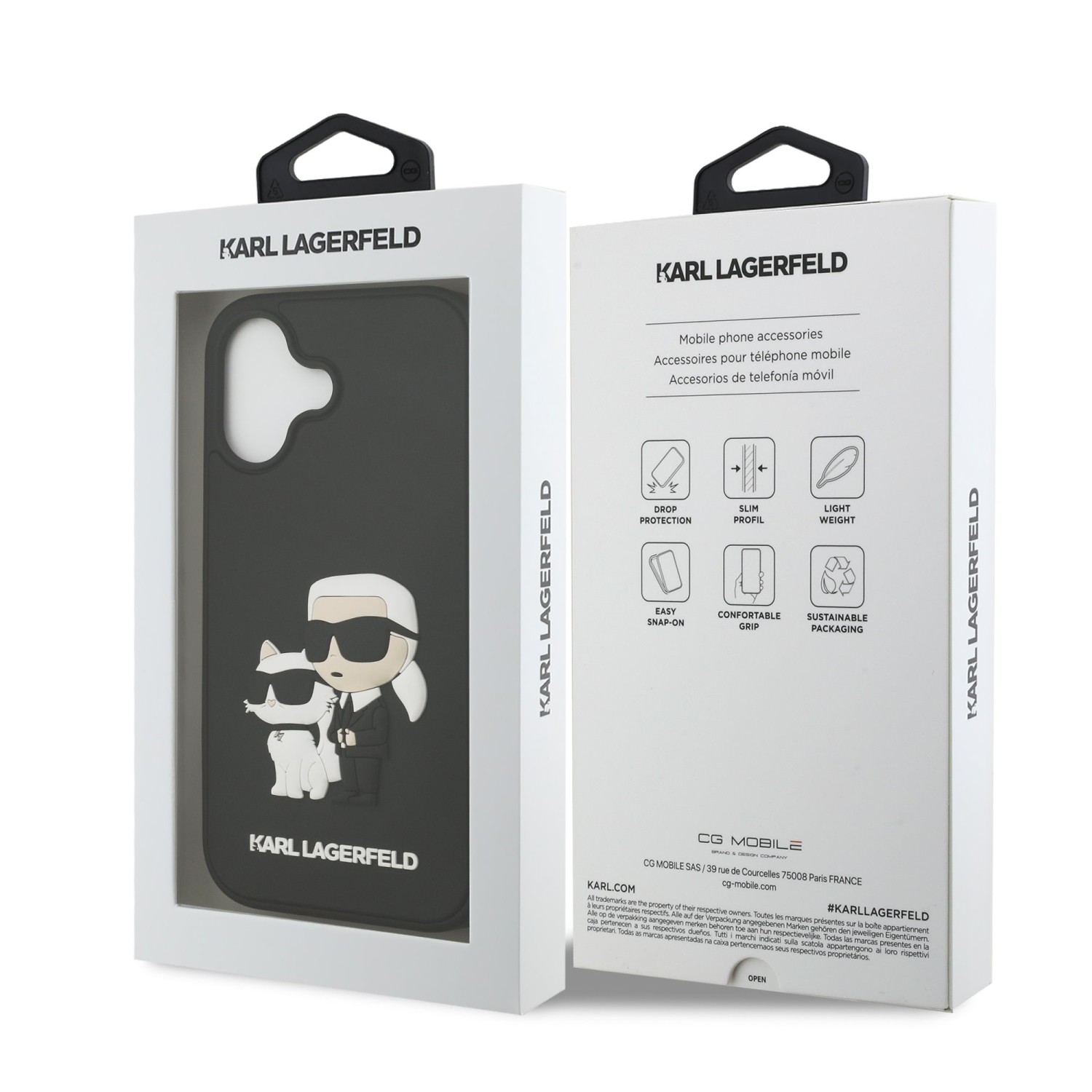 Karl Lagerfeld 3D Rubber Karl and Choupette Zadní Kryt pro iPhone 17 Black