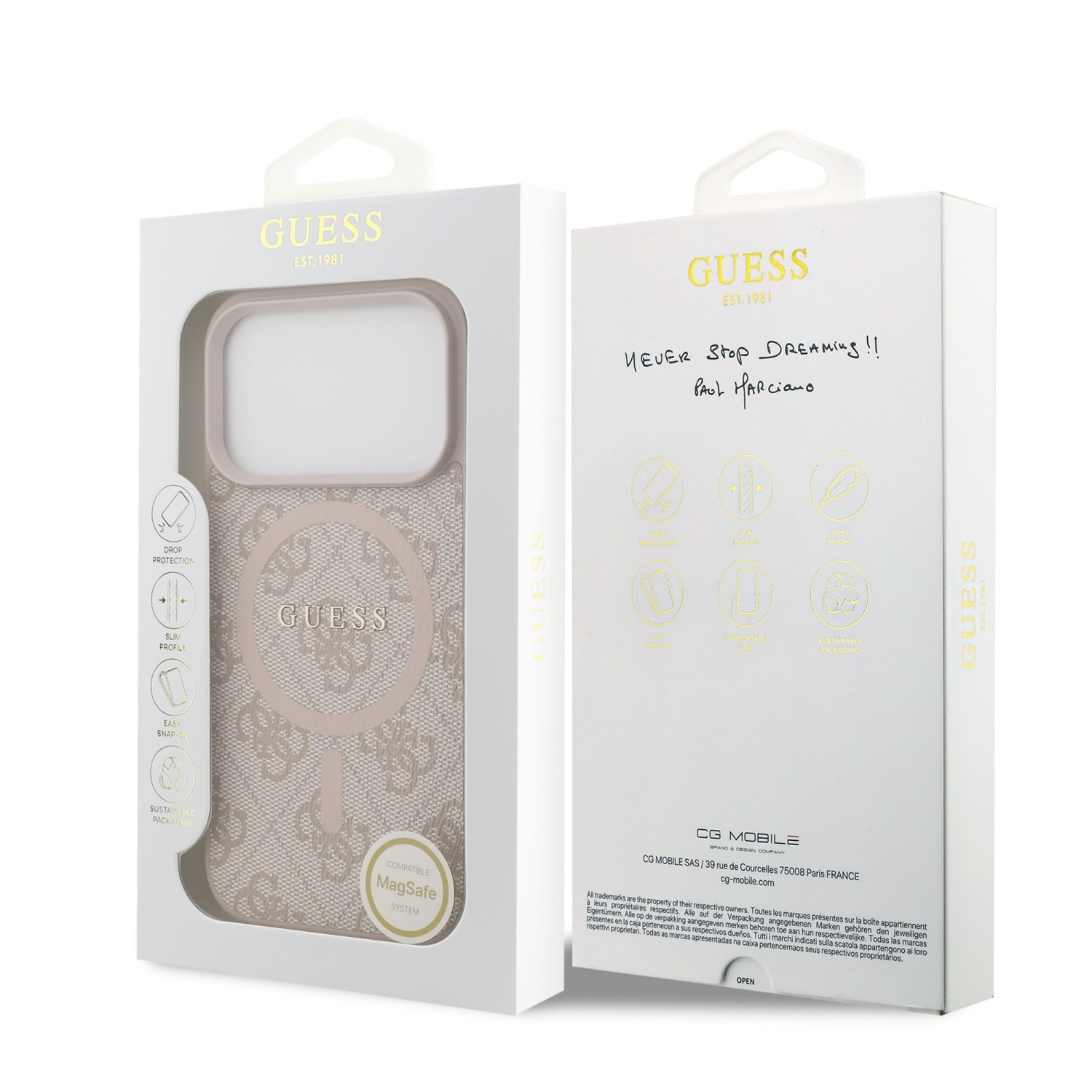 Guess PU Leather 4G Colored Ring MagSafe Zadní Kryt pro iPhone 17 Pro Pink