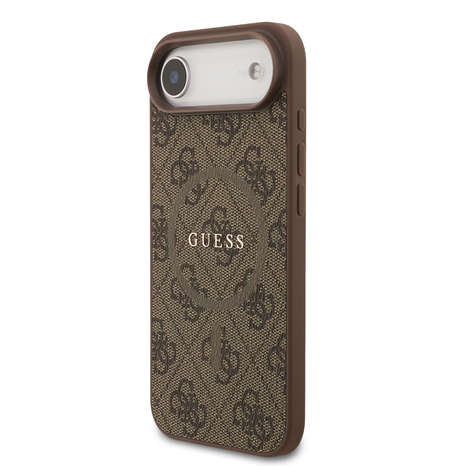 Guess PU Leather 4G Colored Ring MagSafe Zadní Kryt pro iPhone Air Brown