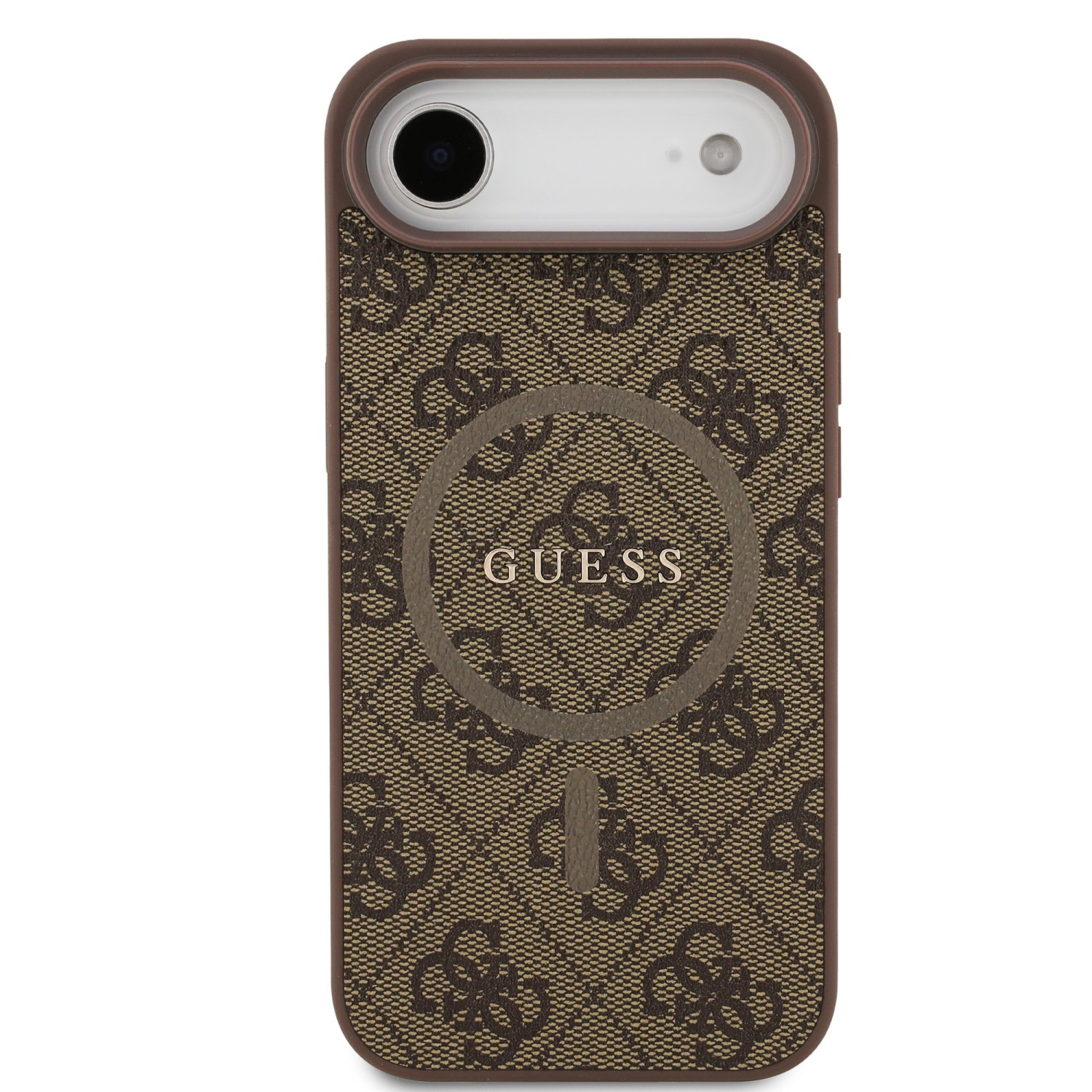 Guess PU Leather 4G Colored Ring MagSafe Zadní Kryt pro iPhone Air Brown