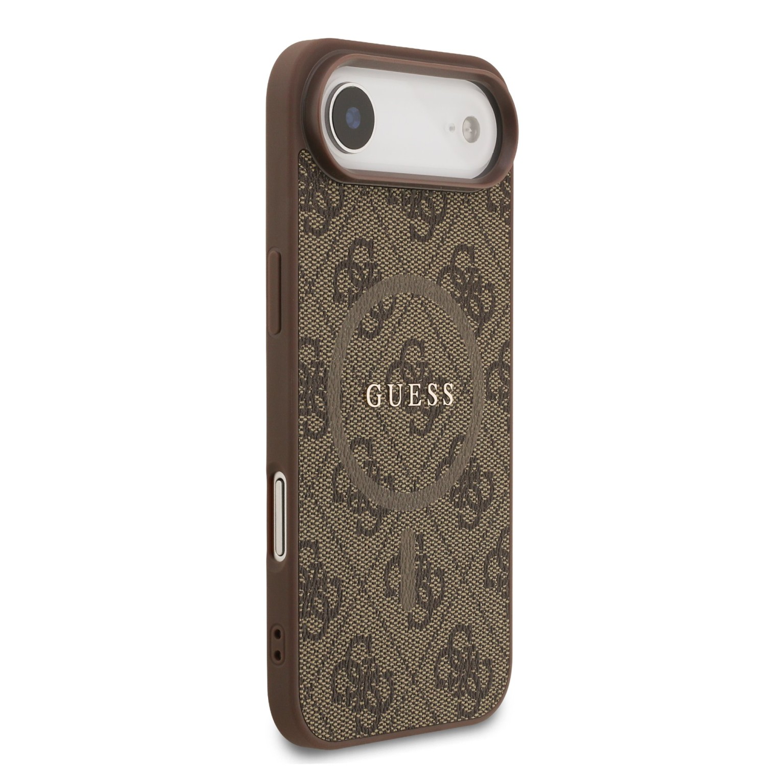 Guess PU Leather 4G Colored Ring MagSafe Zadní Kryt pro iPhone Air Brown