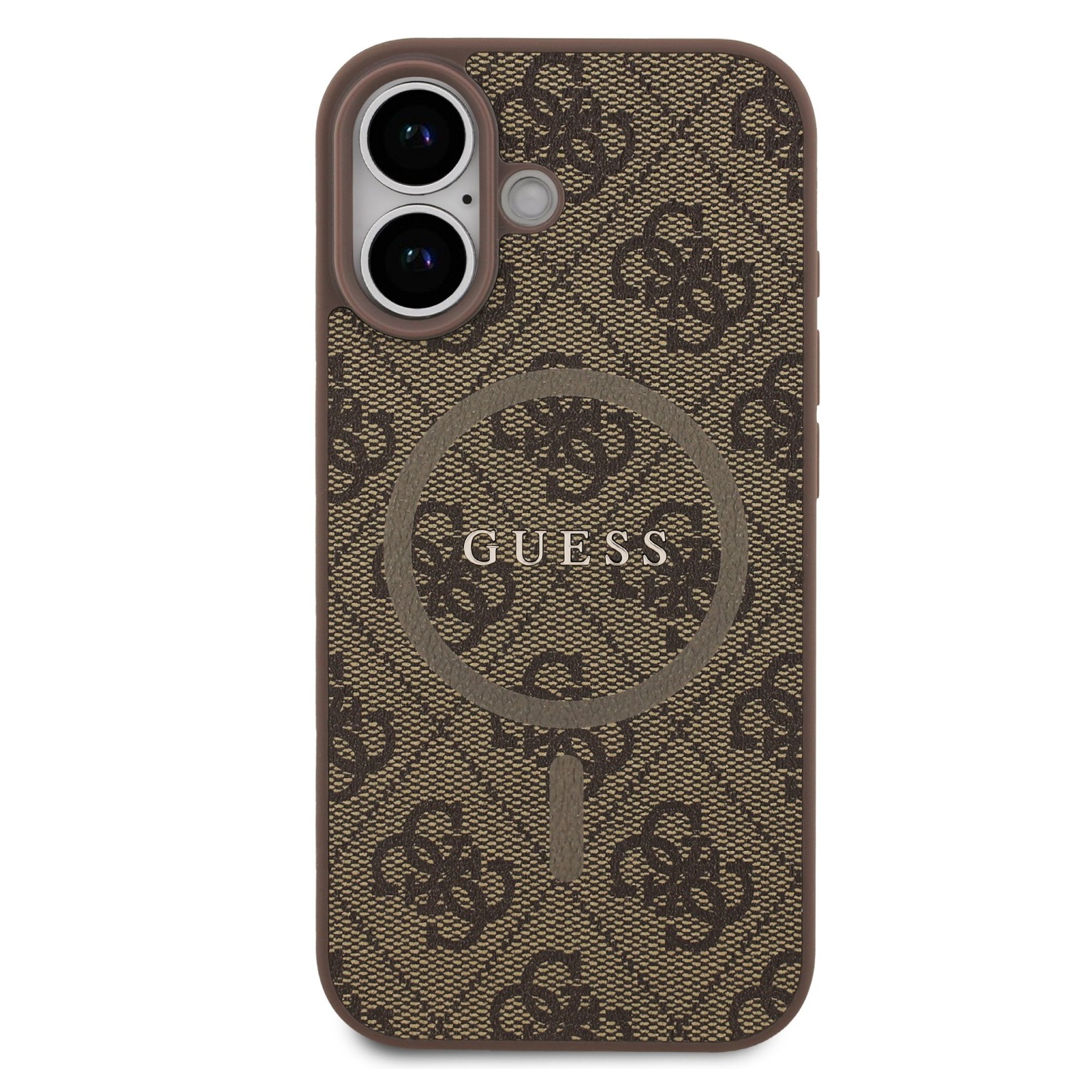 Guess PU Leather 4G Colored Ring MagSafe Zadní Kryt pro iPhone 17 Brown