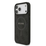 Guess PU Leather 4G Colored Ring MagSafe Zadní Kryt pro iPhone 17 Pro Max Black