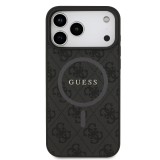 Guess PU Leather 4G Colored Ring MagSafe Zadní Kryt pro iPhone 17 Pro Max Black