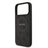 Guess PU Leather 4G Colored Ring MagSafe Zadní Kryt pro iPhone 17 Pro Max Black