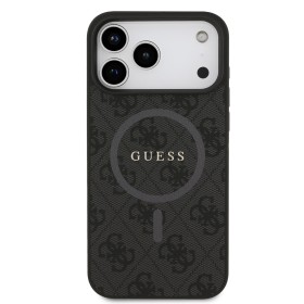 Zadní kryt Guess PU Leather 4G Colored Ring Magnetic pro Apple iPhone 17 Pro Max, černá