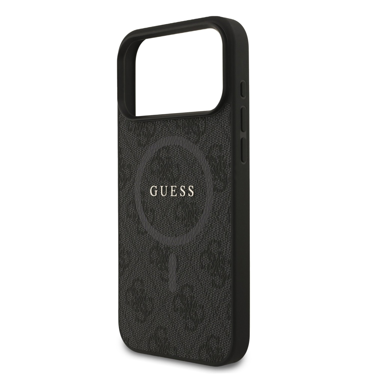 Guess PU Leather 4G Colored Ring MagSafe Zadní Kryt pro iPhone 17 Pro Max Black