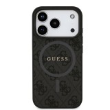 Guess PU Leather 4G Colored Ring MagSafe Zadní Kryt pro iPhone 17 Pro Black