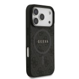 Guess PU Leather 4G Colored Ring MagSafe Zadní Kryt pro iPhone 17 Pro Black