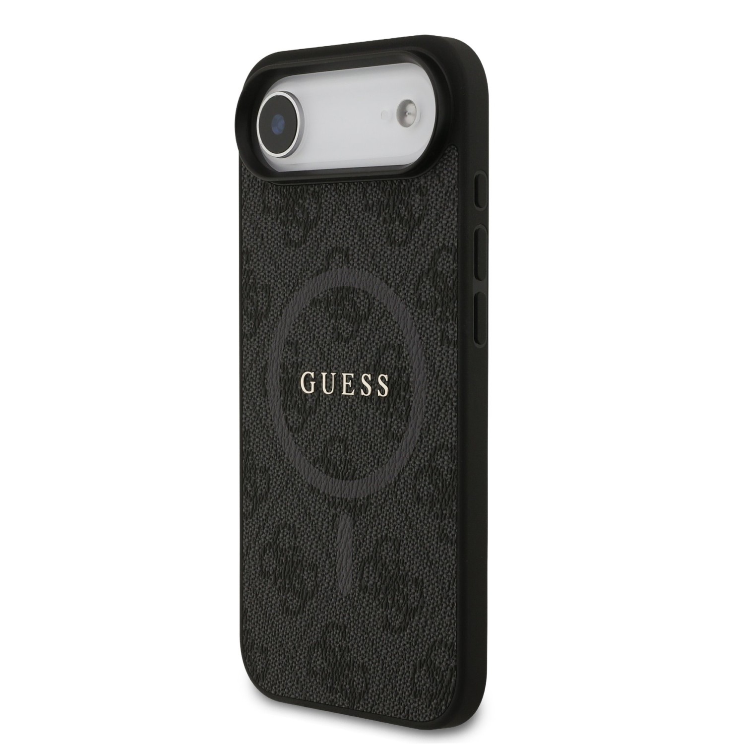 Guess PU Leather 4G Colored Ring MagSafe Zadní Kryt pro iPhone Air Black