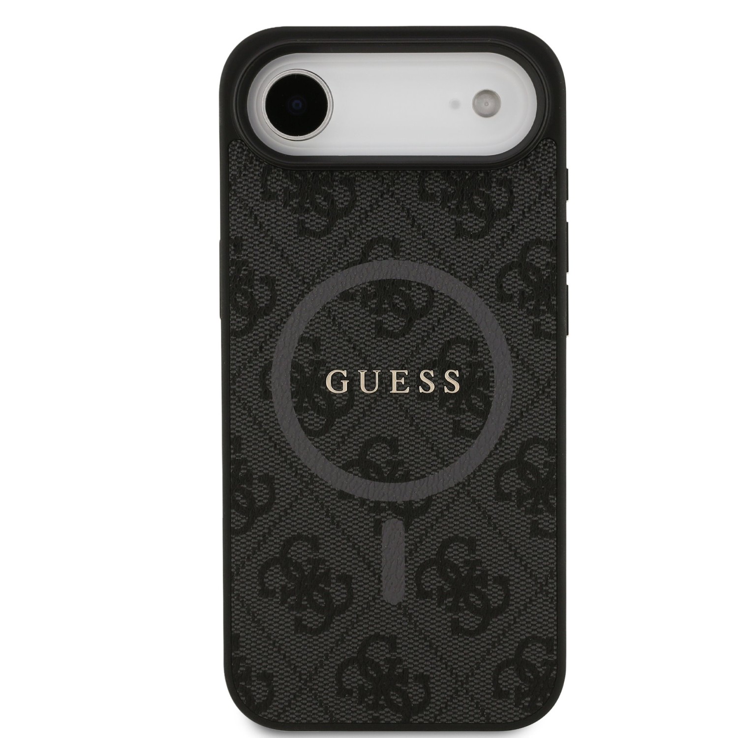 Guess PU Leather 4G Colored Ring MagSafe Zadní Kryt pro iPhone Air Black