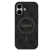 Guess PU Leather 4G Colored Ring MagSafe Zadní Kryt pro iPhone 17 Black