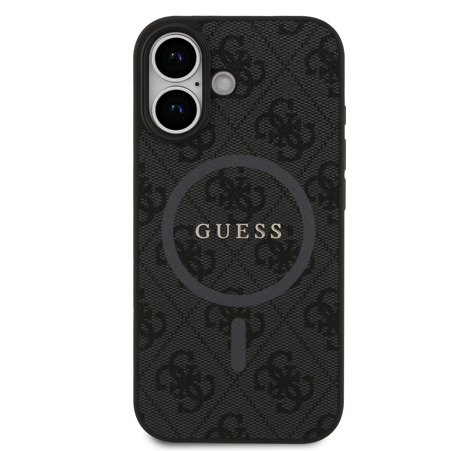 Guess PU Leather 4G Colored Ring MagSafe Zadní Kryt pro iPhone 17 Black