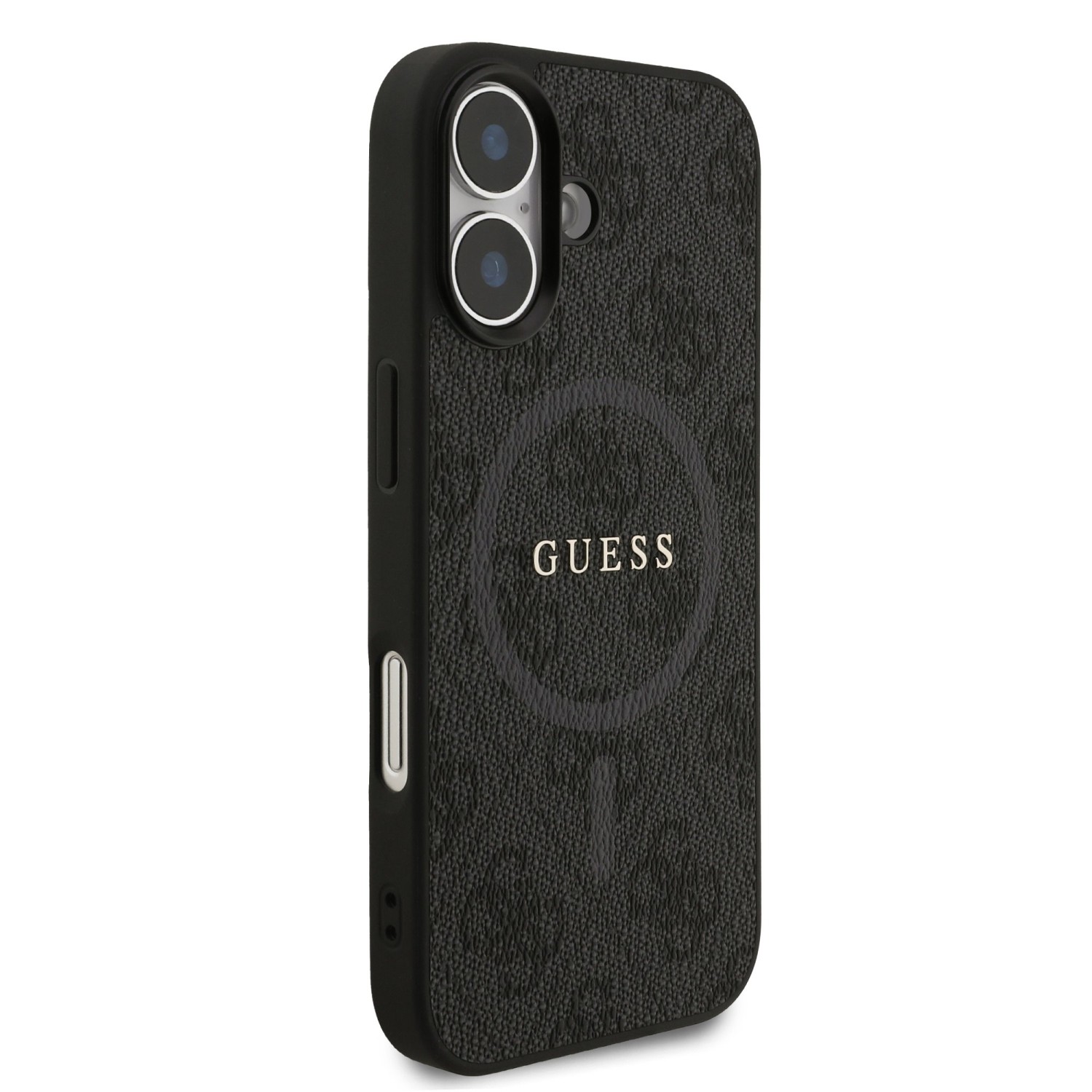 Guess PU Leather 4G Colored Ring MagSafe Zadní Kryt pro iPhone 17 Black