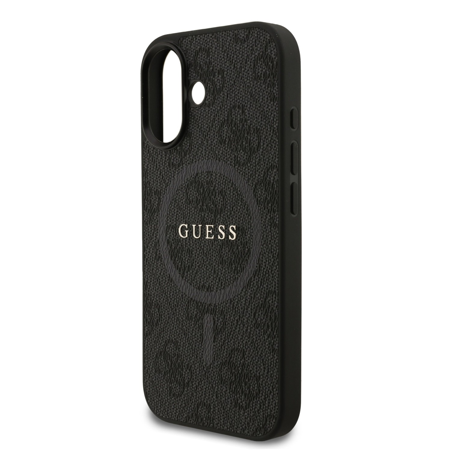 Guess PU Leather 4G Colored Ring MagSafe Zadní Kryt pro iPhone 17 Black