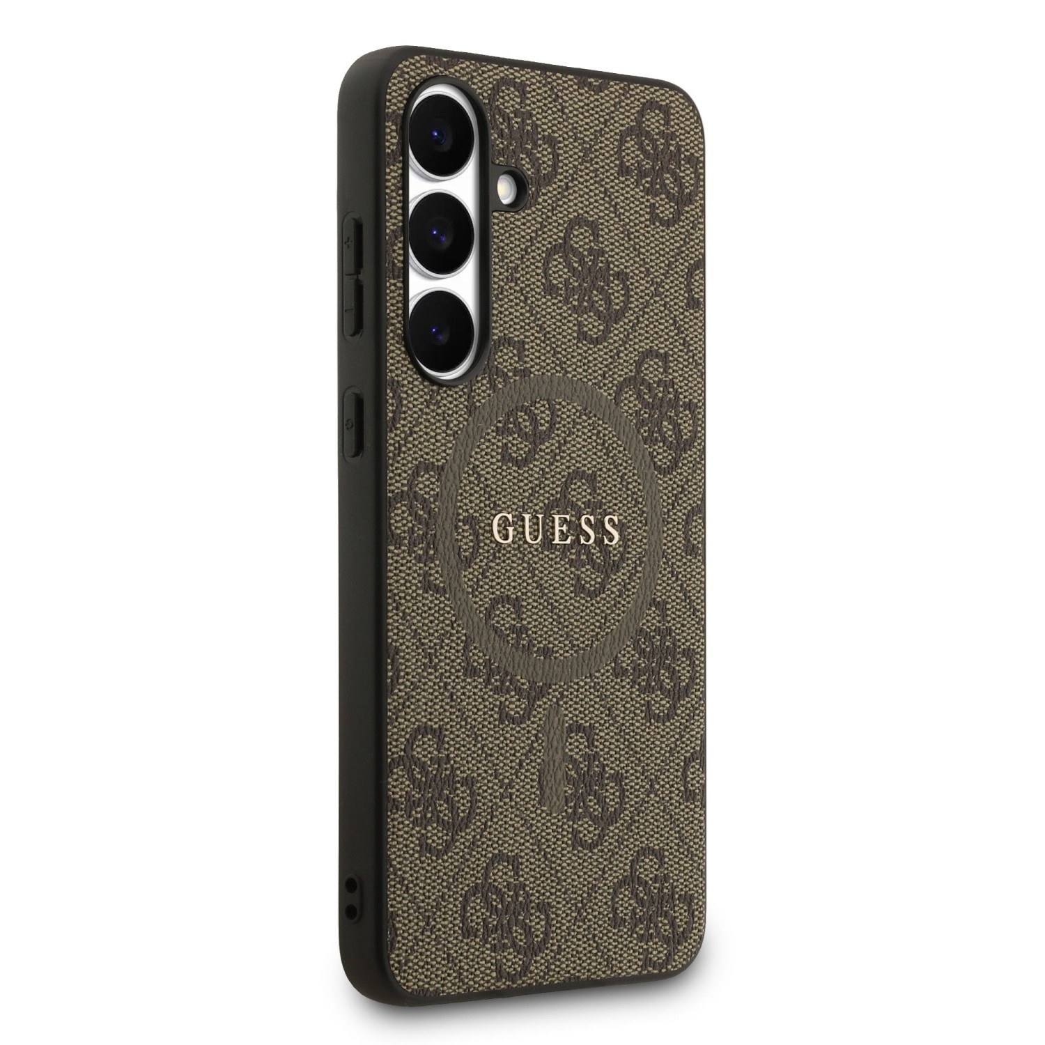 Guess PU Leather 4G Colored Ring MagSafe Zadní Kryt pro Samsung Galaxy S25 FE Brown