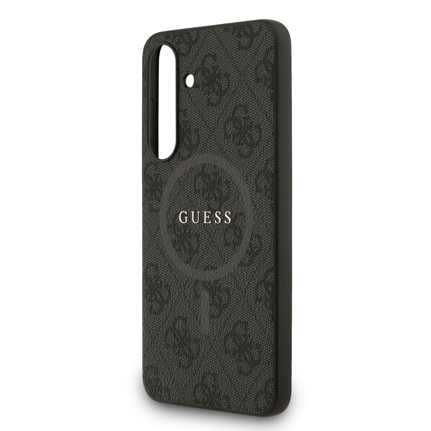 Guess PU Leather 4G Colored Ring MagSafe Zadní Kryt pro Samsung Galaxy S25 FE Black