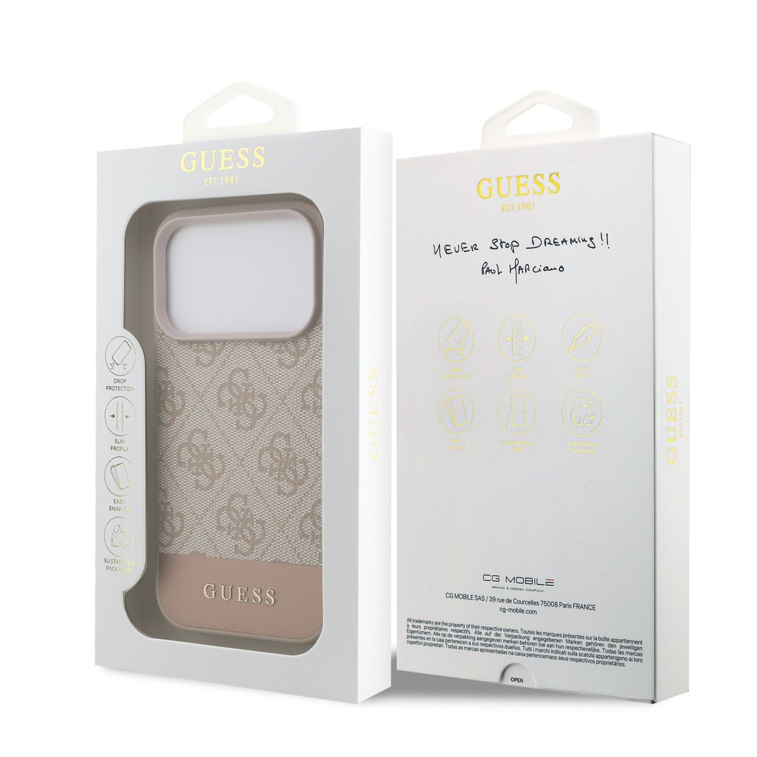 Guess PU 4G Stripe Zadní Kryt pro iPhone 17 Pro Pink