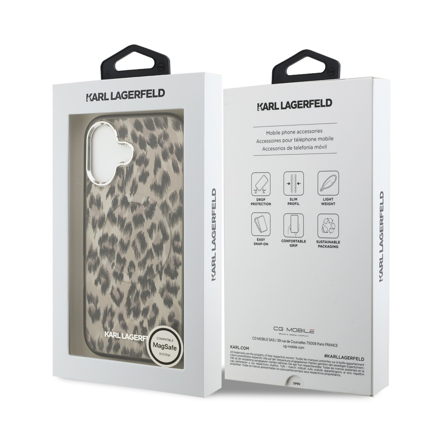 Karl Lagerfeld IML Leopard MagSafe Zadní Kryt pro iPhone 17 Brown
