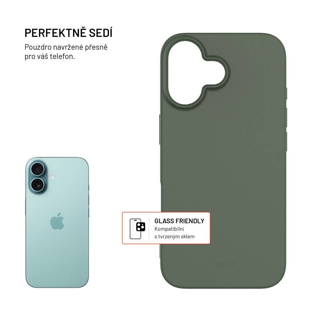 TPU gelový kryt FIXED ReStory pro Apple iPhone 16, zelený
