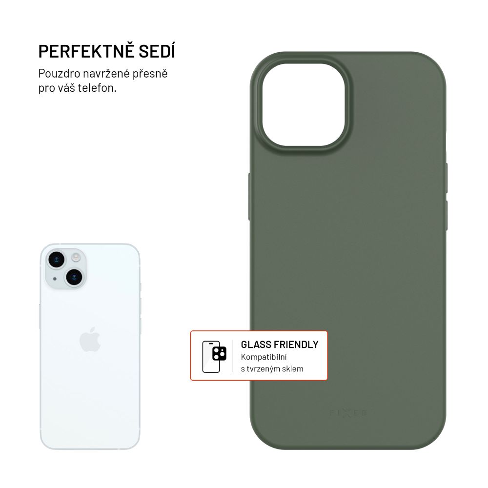 TPU gelový kryt FIXED ReStory pro Apple iPhone 15, zelený
