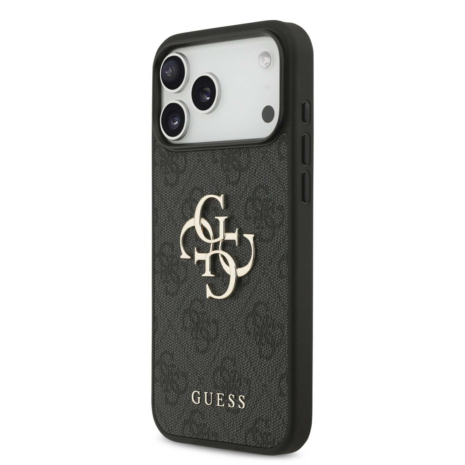 Guess PU 4G Metal Logo Zadní Kryt pro iPhone 17 Pro Max Grey