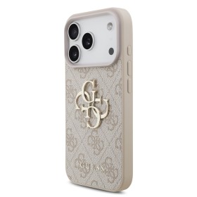 Zadní kryt Guess PU 4G Metal Logo pro Apple iPhone 17 Pro, růžová