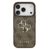 Guess PU 4G Metal Logo Zadní Kryt pro iPhone 17 Pro Brown