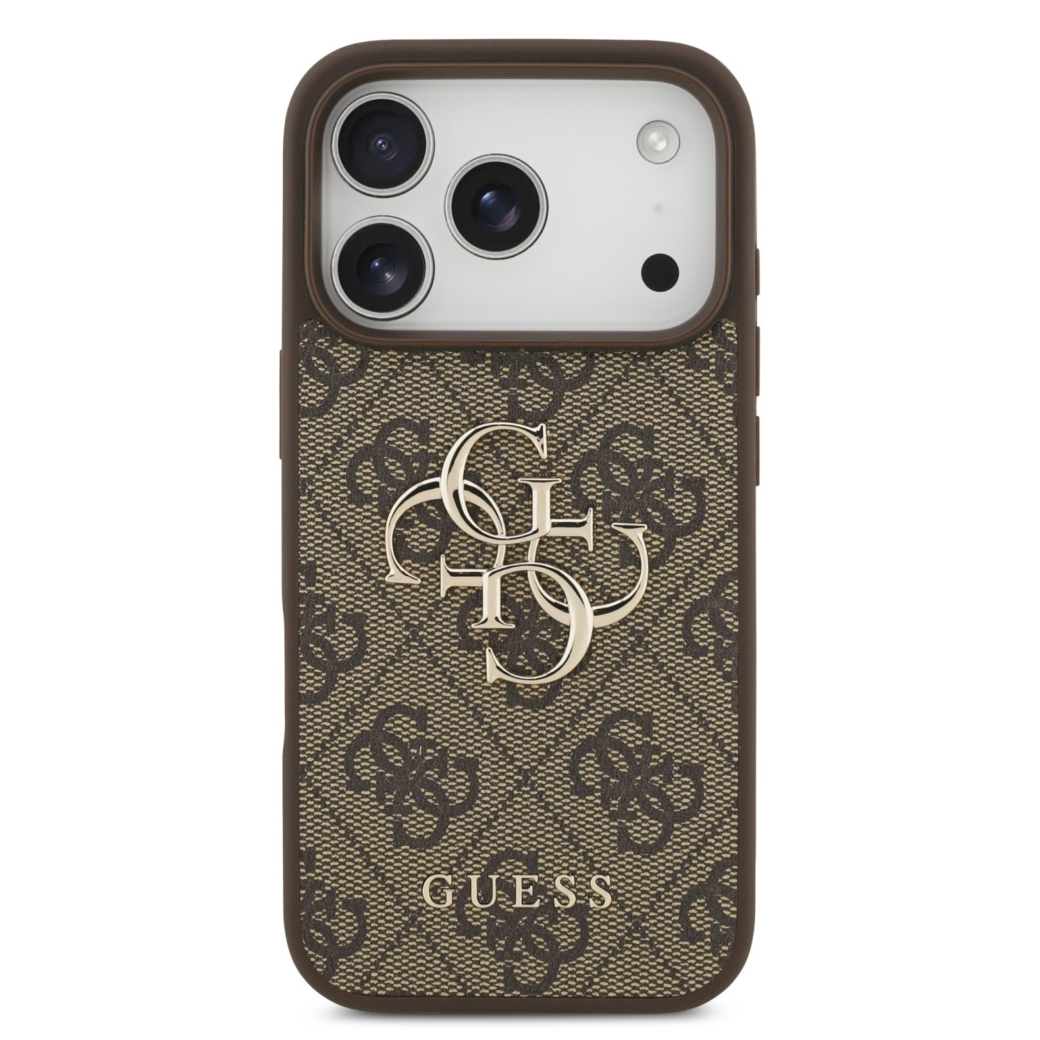Guess PU 4G Metal Logo Zadní Kryt pro iPhone 17 Pro Brown