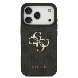 Guess PU 4G Metal Logo Zadní Kryt pro iPhone 17 Pro Grey