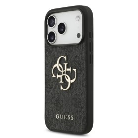 Zadní kryt Guess PU 4G Metal Logo pro Apple iPhone 17 Pro, šedá