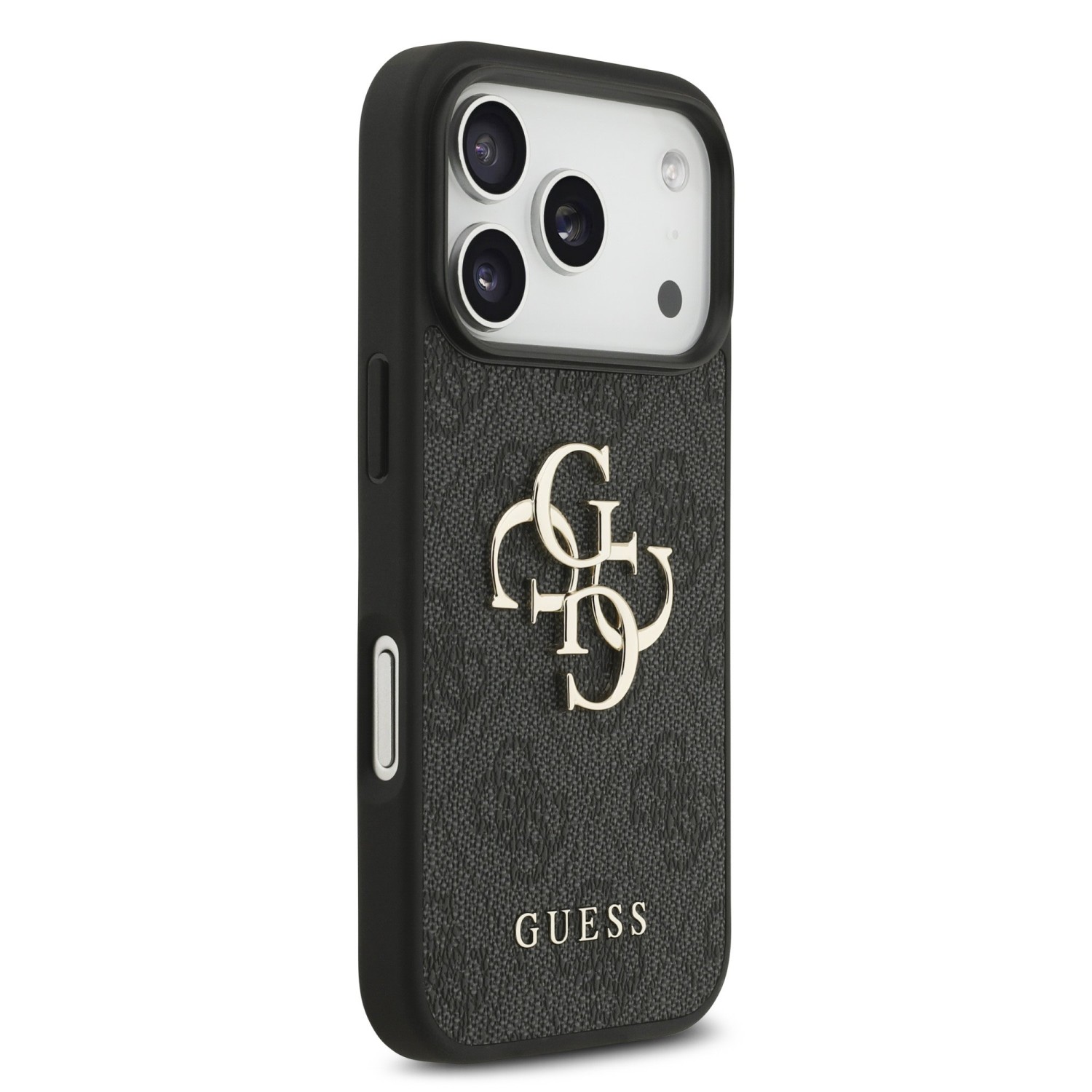 Guess PU 4G Metal Logo Zadní Kryt pro iPhone 17 Pro Grey