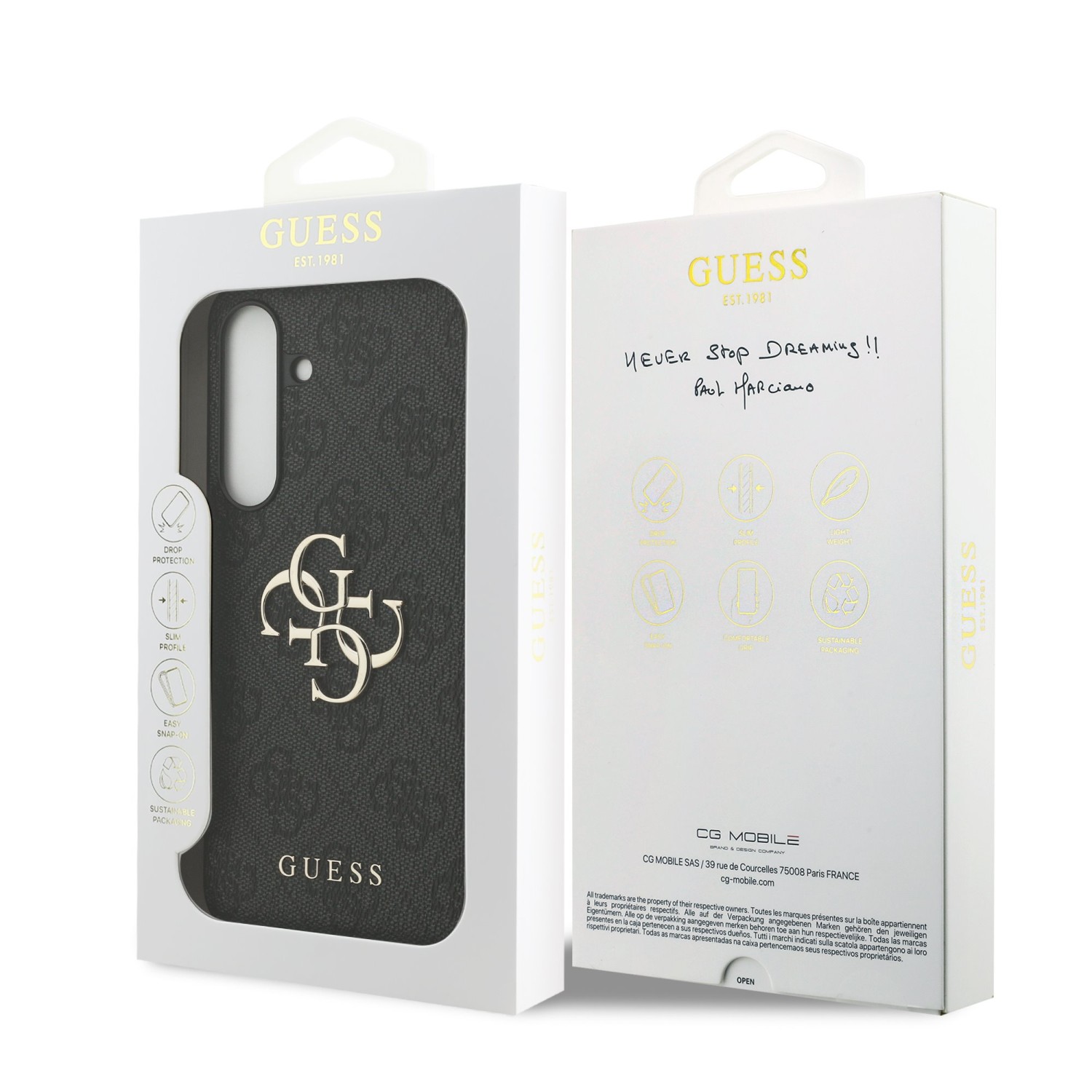 Guess PU 4G Metal Logo Zadní Kryt pro Samsung Galaxy S25 FE Grey