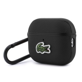 Pouzdro Lacoste Petit Pique Croc Logo Patch pro AirPods Pro 3, černá