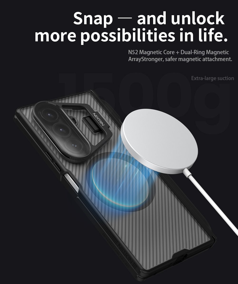 Nillkin CamShield Prop Magnetic Pen Slot Zadní Kryt pro Samsung Galaxy Z Fold 7 Transparent Black