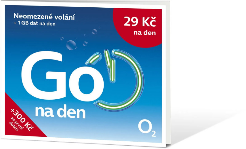 Předplacená SIM karta O2 s tarifem. neomezené volání + 1GB za 29Kč/den