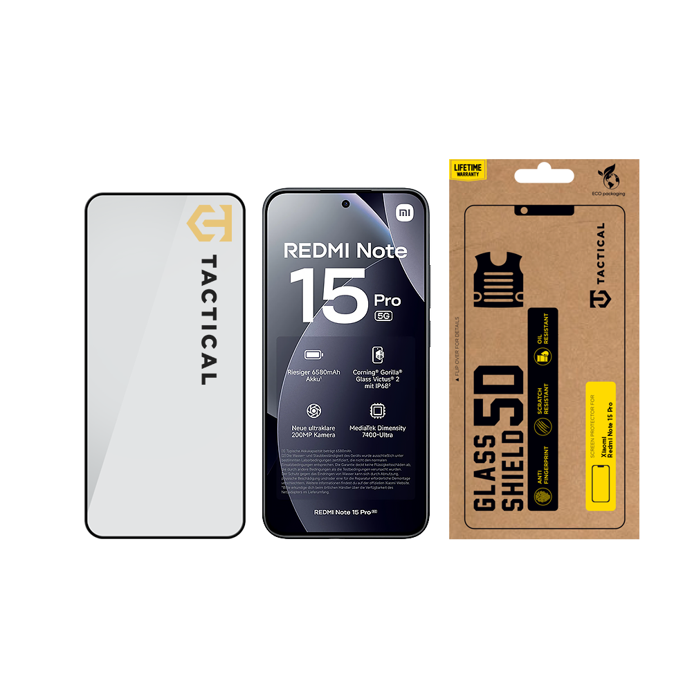 Tactical Glass Shield 5D sklo pro Xiaomi Redmi Note 15 Pro Black