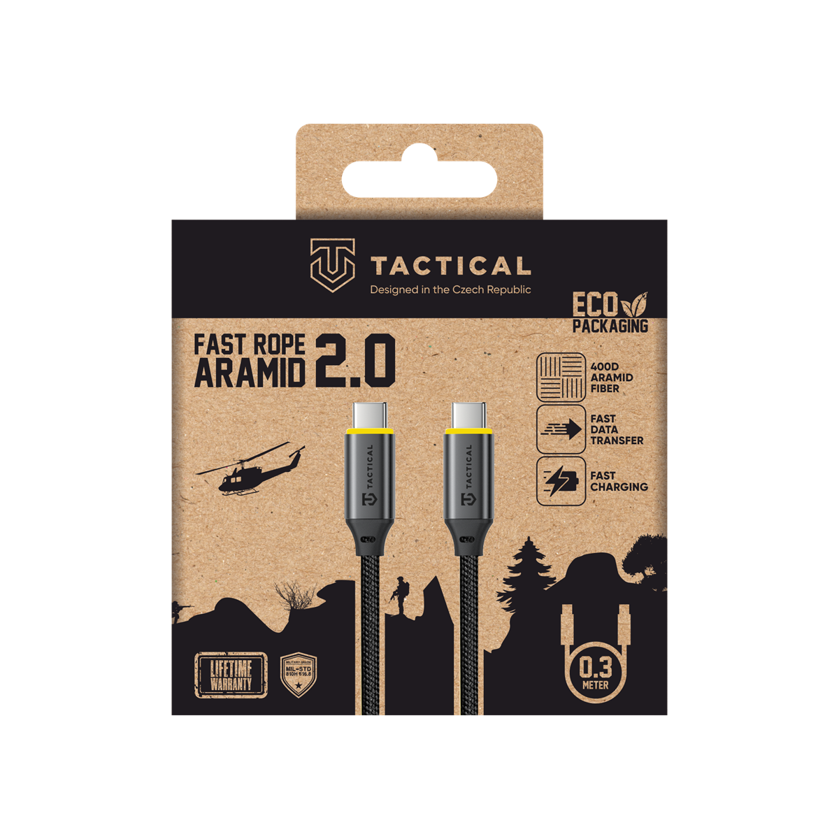 Tactical Fast Rope Aramid 2.0 Cable USB-C/USB-C 0.3m