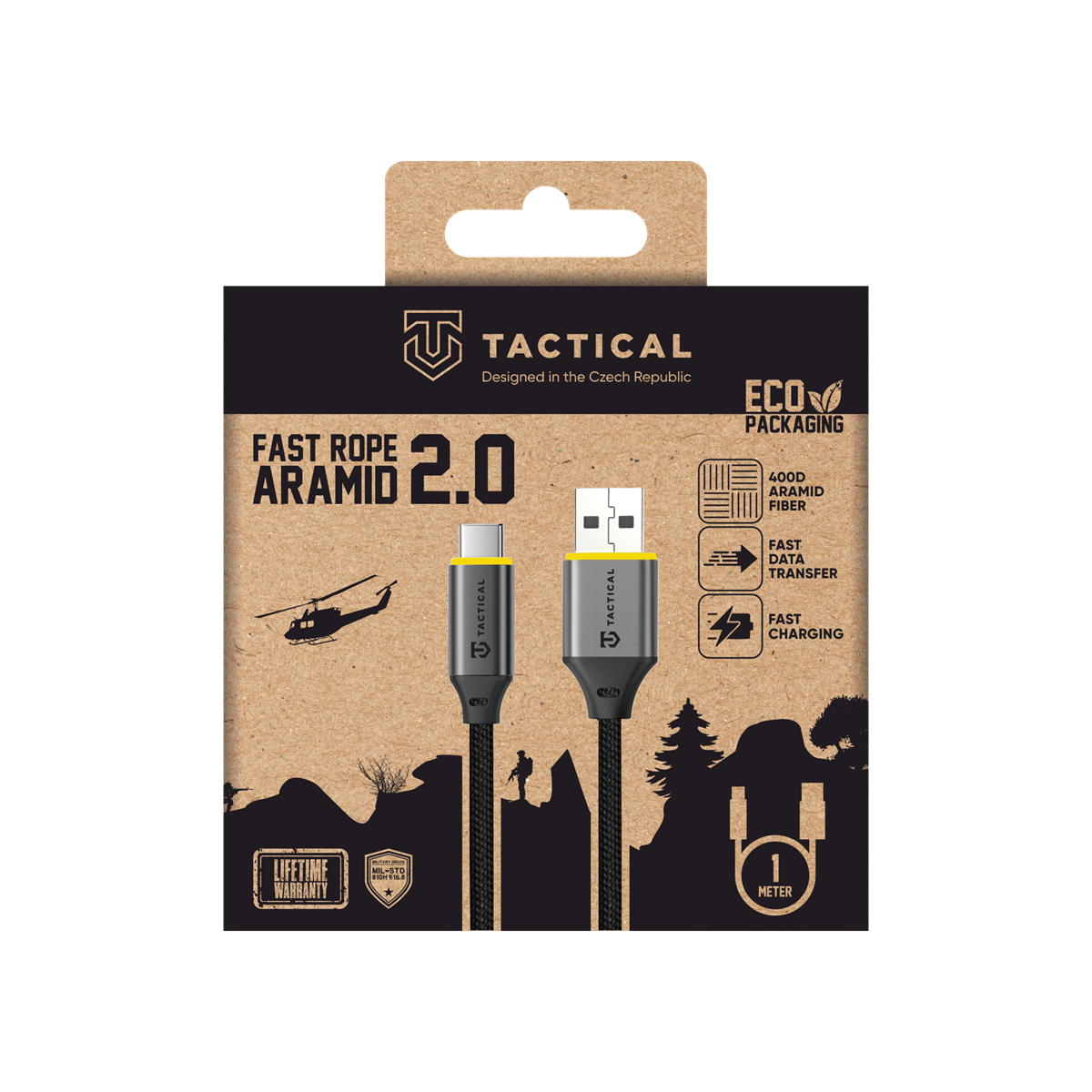 Tactical Fast Rope Aramid 2.0 Cable USB-A/USB-C 1m