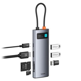 Dokovací stanice Baseus Metal Gleam Series 7v1 USB-C HUB,  space grey