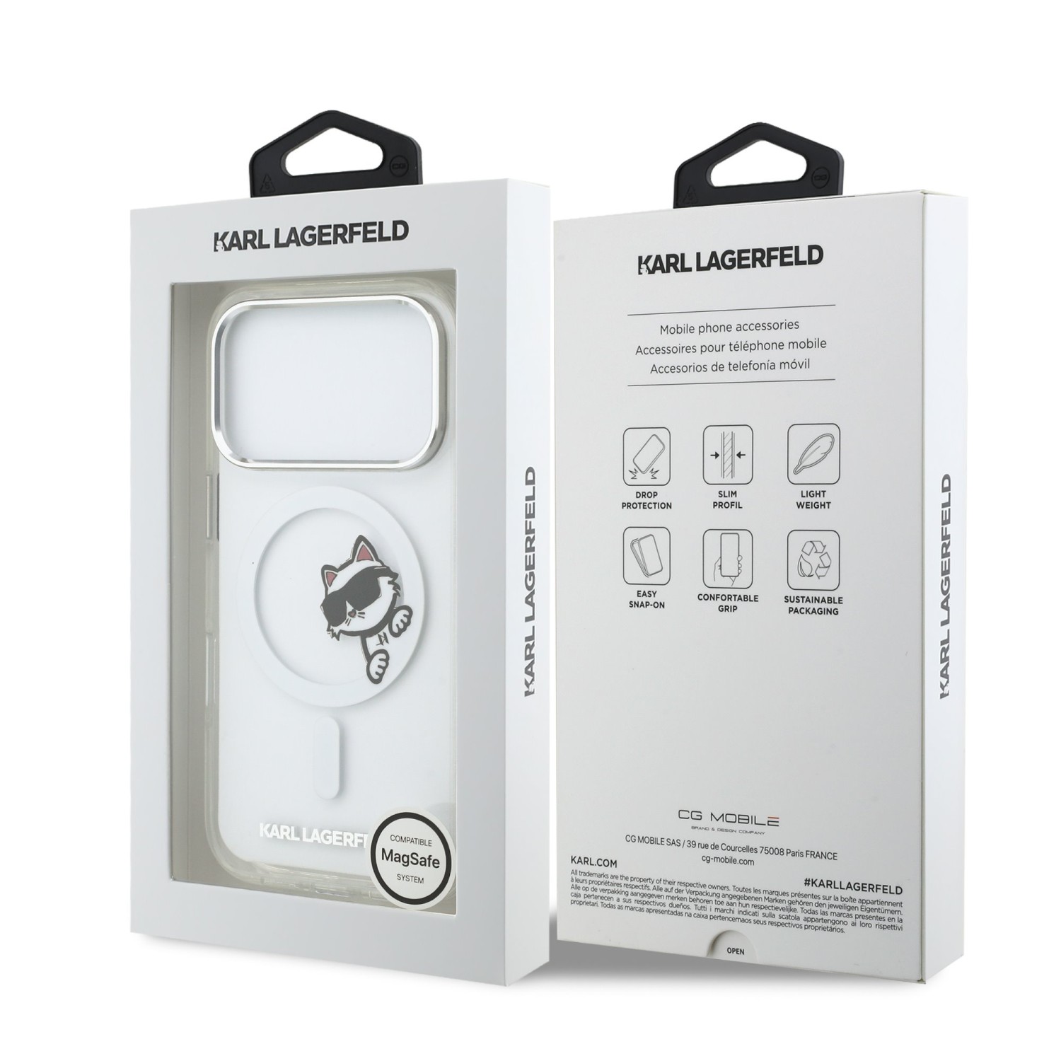 Karl Lagerfeld IML Choupette Peekaboo MagSafe Zadní Kryt pro iPhone 17 Pro Transparent