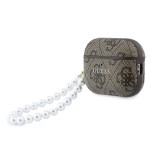 Guess PU 4G Classic Logo Pearl Strap Pouzdro pro AirPods Pro 3 Brown