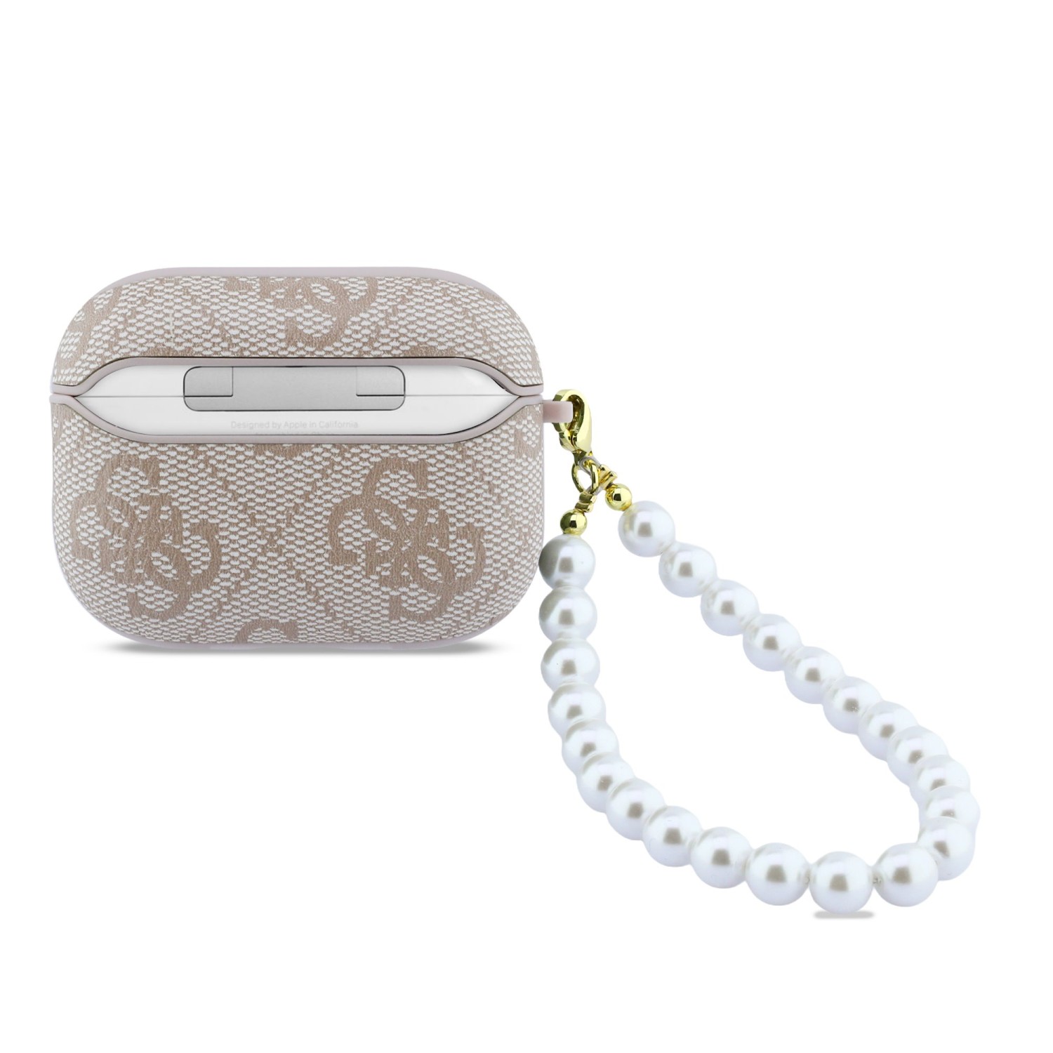 Guess PU 4G Classic Logo Pearl Strap Pouzdro pro AirPods Pro 3 Pink